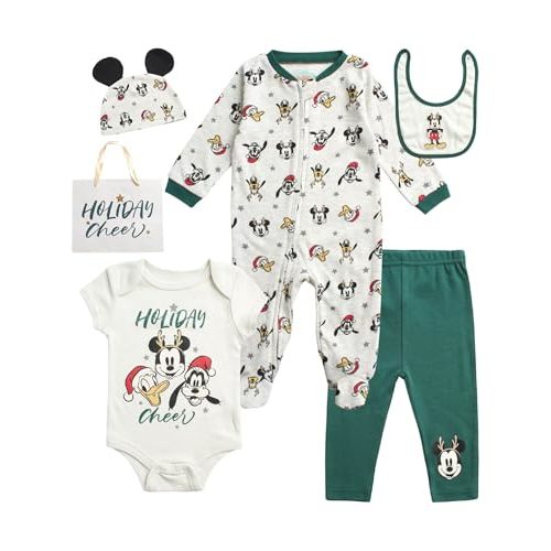 Disney Newborn Baby Boys Girls 7 Piece Layette Gift Set: Mickey Mouse, Winnie the Pooh & Minnie Mouse, 0-6M