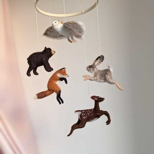 Animals baby mobile, Bear baby mobile, Baby nursery mobile, Fox baby mobile, Deer nursery mobile, Forest animal mobile, Fox baby shower