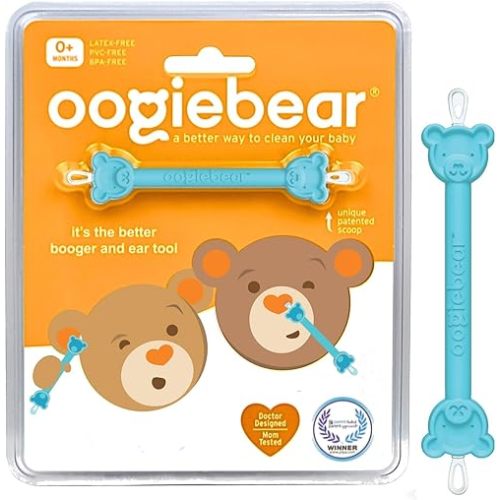 oogiebear Baby Nose Cleaner & Ear Wax Removal Tool - Safe Booger & Earwax Removal for Newborns, Infants, Toddlers - Dual-Ended - Essential Baby Stuff