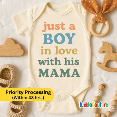 Just a Boy In Love With His Mama Baby Onesie®, Mama Baby Onesie®, Mother's Day Gift For Mom From Boy, Cute Mother's Day Gift (KC-EHGAITEJ74)