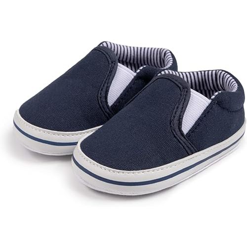 Meckior Infant Baby Girls Boys Canvas Shoes Soft Sole Toddler Slip On Newborn Crib Moccasins Casual Sneaker Austin Boy's Flat Lazy Loafers First Walkers Skate Shoe