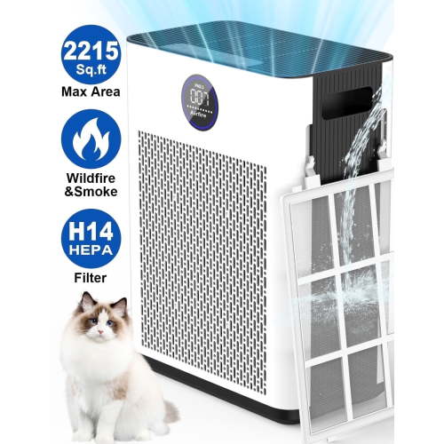 AIRFIRE H14 HEPA Air Purifiers for Home up to 2215 Sq.ft, Air Purifier for Allergies and Asthma, Pollen, Wildfire/Smoke, Pet Dander & Odor, Dust, AP304, White