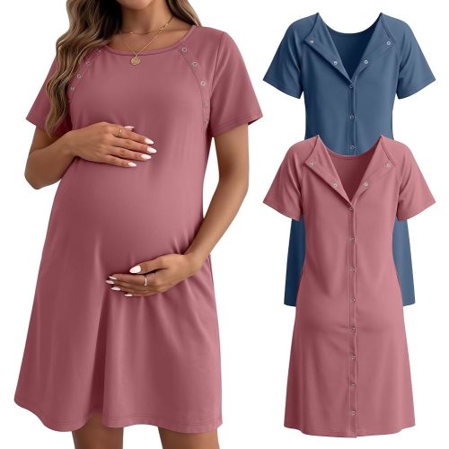 Huukeay 2 Pack Labor and Delivery Gown Maternity Hospital Dress