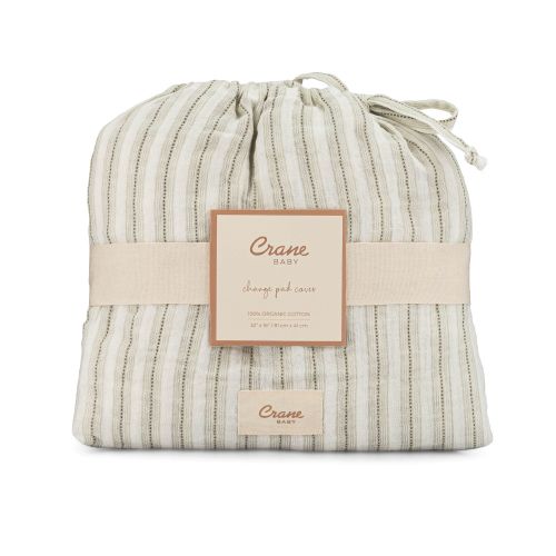 Avery Organic Cotton Change Pad Cover (Stripe) - Crane Baby