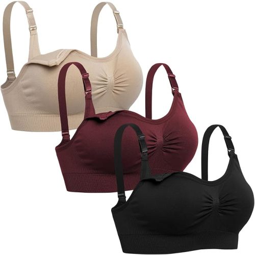 Womens Seamless Nursing Bra Sleeping Maternity Bralette for Breastfeeding Pack of 3