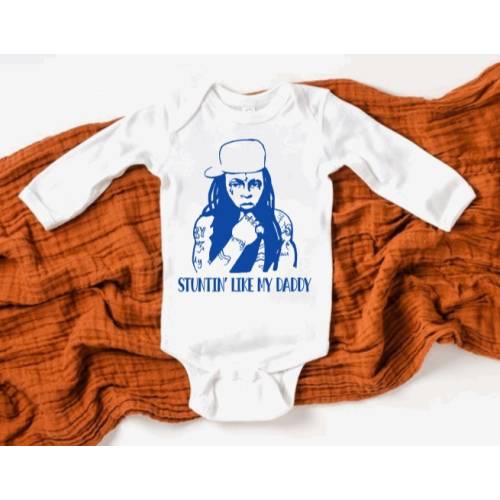 Stuntin&#39; Like My Daddy Hip Hop Rapper Onesie bodysuit, Baby Shower Gift, Baby Birthday Gift, Baby Girl, Baby Boy, Unisex Kids Clothing