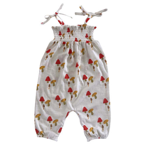 Mushroom / Organic Smocked Jumpsuit