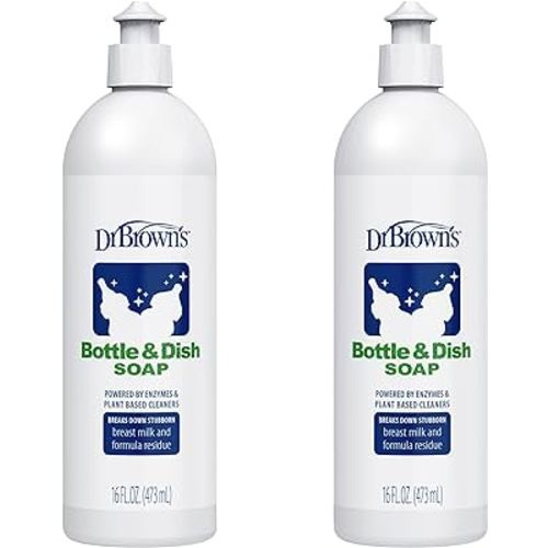 Dr. Brown's Bottle & Dish Soap for Baby Bottles and Baby Accessories, Plant-Derived, Fragrance-Free, 16 fl oz, 2 Pack
