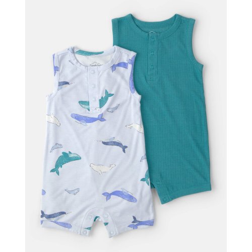 Baby 2-Pack Whale PurelySoft Sleeveless Romper Set - Blue