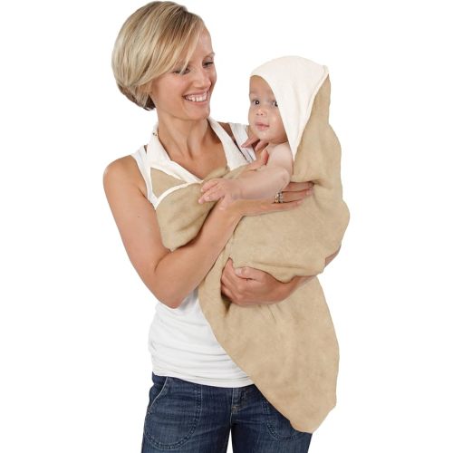 Hands Free Baby Bath Towel | Luxuriously Soft Bamboo Viscose & Cotton Hooded Baby Towel | Apron Towel for Safe Babies Bathtime | Perfect Newborn Gift | Oatmeal