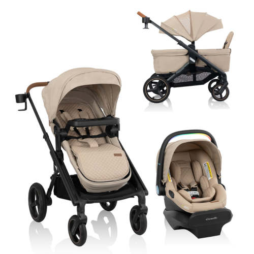 Transformer Stroller to Wagon Travel System Featuring LiteMax NXT Infant Car Seat with SensorySoothe