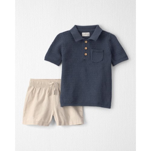 Toddler Boy 2-Piece Organic Cotton Sweater Knit Top & Short Set - Little Planet | Carter's
