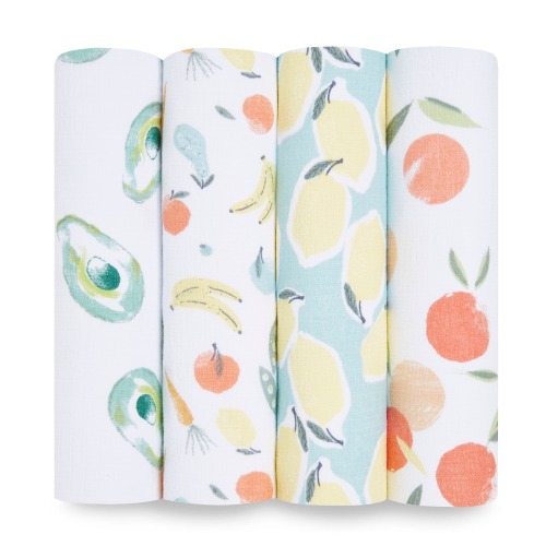 Fruit Print Cotton Muslin Swaddle 4pk | aden + anais