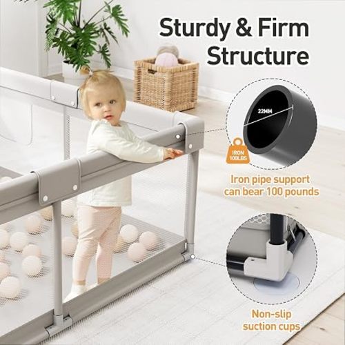 Baby Playpen, Big Play Pen for Babies(59x59x27inch), Kids Safe Play Center for Babies and Toddlers, Baby Fence Gives Mommy a Break