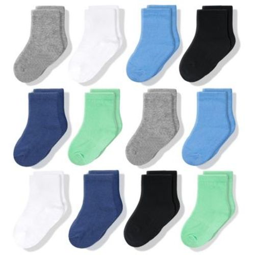 Cozyway Crew Cotton Baby Socks - 12 Pack Stretch Newborn Socks, Baby Socks 0-6 Months, Boys Multicolor