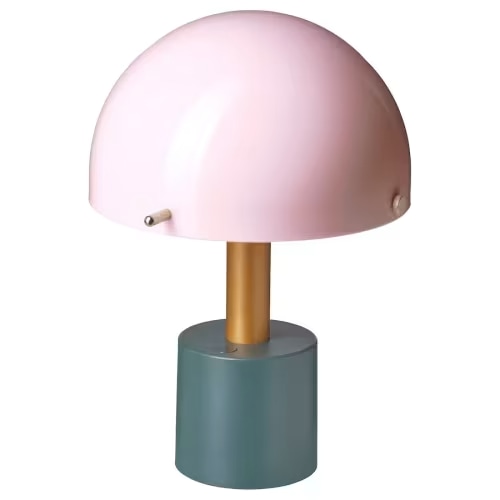 NÖDMAST LED portable lamp, battery operated, light pink/dark gray-green, 10 ¼" - IKEA