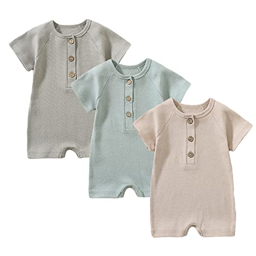 Yookoom Baby Boys Girls 2 Pack Romper Jumpsuits Short Sleeve One Piece Clothes Sets
