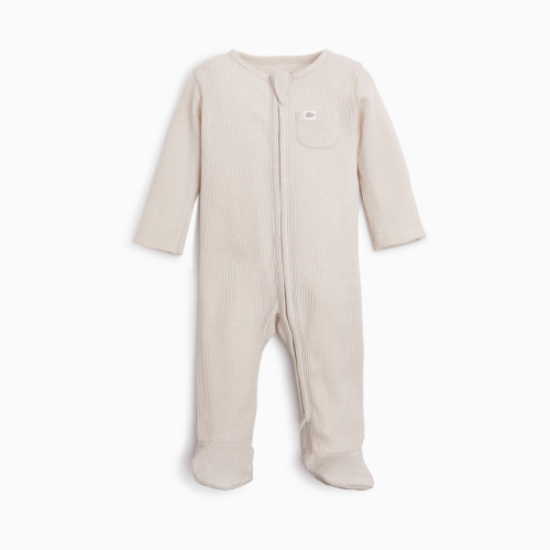 Tiny Kind Organic Waffle Footie - Oat, 0-3 M