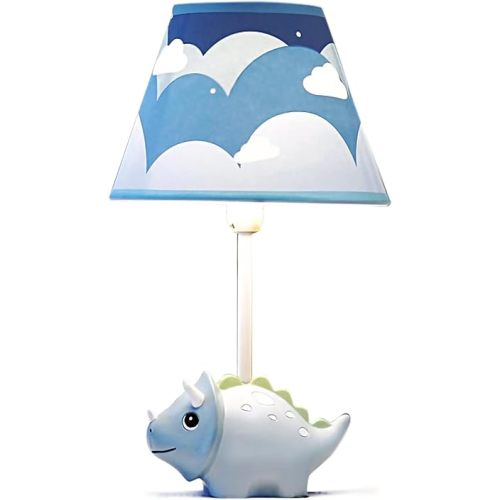Table Lamp, Adorable Blue Triceraton Dinosaur Style Kids Table Lamp, 14 Inch Nursery Lamp Ideal for Children's Bedroom Decor, Includes LED Bulb