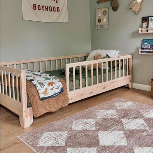 Convertible Montessori Floor Bed with Crib Rails