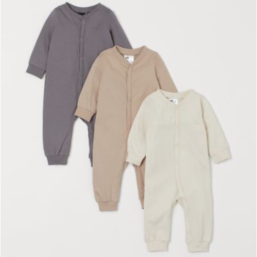 3-pack Cotton Jumpsuits - Beige / dark grey - Kids | H&M CA