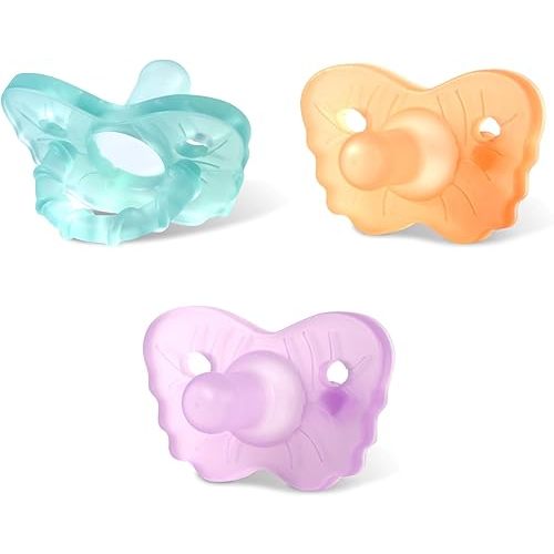 RaZbaby RaZzies Pacifier 3-Pack for Newborns &Infants 0m+ - Natural Nipple Shaped BPA Free Medical Grade Silicone - Nose Contoured Design - Lightweight, & Durable 1 Piece Design (Variety, 3-Pack)