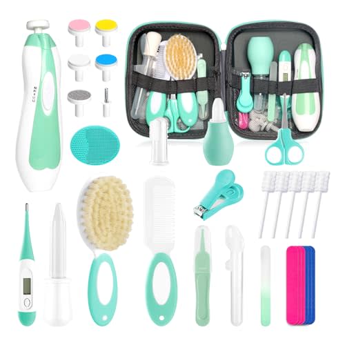 Baby Healthcare and Grooming Kit for Newborn Kids, 31PCS Upgraded Safety Baby Care Kit, Newborn Nursery Health Care Set, Baby Care Products (Green)