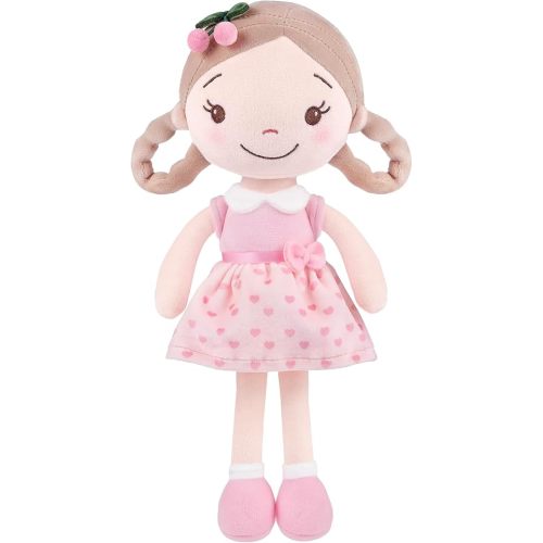 Soft Plush Baby Doll for Girls (12") - My First Baby Doll Gift for Girls, Toddlers & Infants, Machine Washable Rag Doll Toy - Cherry Girl