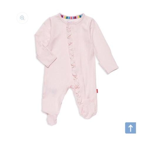 Pin Dot Pink Modal Magnetic Parent Favorite Footie with Ruffles