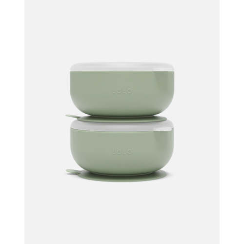 Suction Bowl + Lid - Sage / 2 Pack