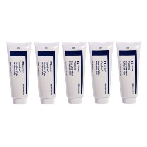 5 Pack Medical Grade Pure Ultra White Petroleum Jelly, 3.25 oz (97.5 mL) Tubes ONLY by Kendall/Covidien Vaseline
