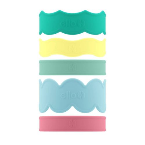 Ello 5pc Silicone Name Tag Water Bottle Accessories: Multicolor Name Bands For Kids, Dishwasher-safe Drinkware Parts