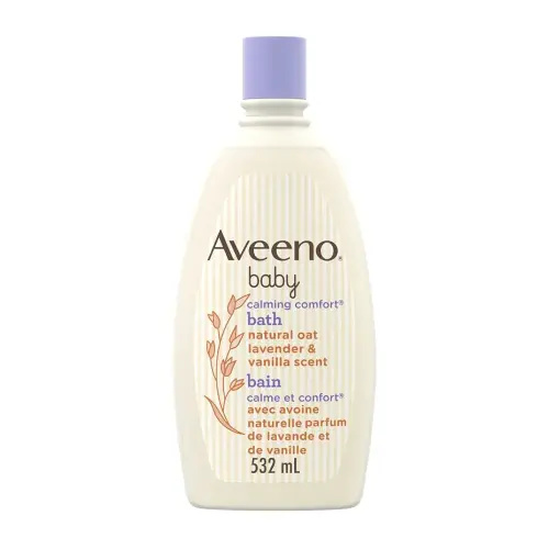 Aveeno Baby Calming Comfort Bath Baby Body Wash for gently cleanses baby’s skin & helps calm baby before bedtime natural oat Lavender & Vanilla Scents, 532 mL