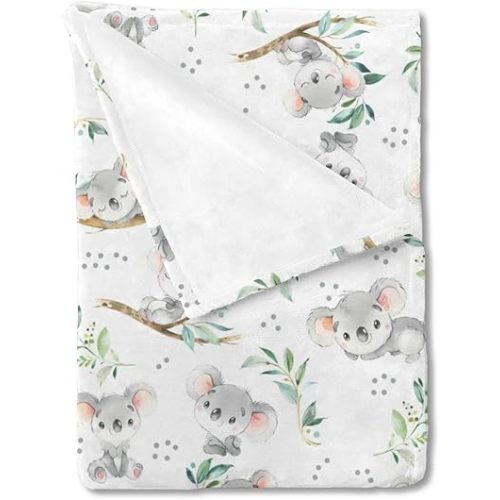 HawSkgFub Koala Bear Leaf Baby Blanket Boy Girl Gift Neutral, Australian Animal Flannel Fleece Nursery Bed Swaddle Receiving Blankets, Soft Lightweight Newborn Infant Kids Toddler Crib Bedding 30 x 40