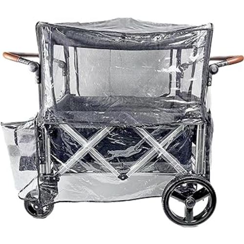 Big Size Rain Cover for Wagon Stroller,Mosquito Net for Wagon Trolley Cart,2in1 Big Cover with Window for Picnic Camping Wagon Stroller Waterproof Windproof Wagon Accessories.(Cart Not Included)