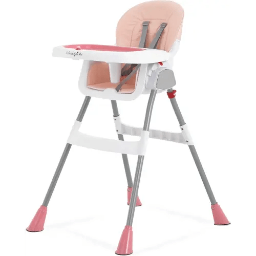Dream On Me Portable 2-in-1 Tabletalk High Chair in Pink, Three Adjustable Height Settings, Lightweight Portable High Chair, Easy To Clean and Removable Tray