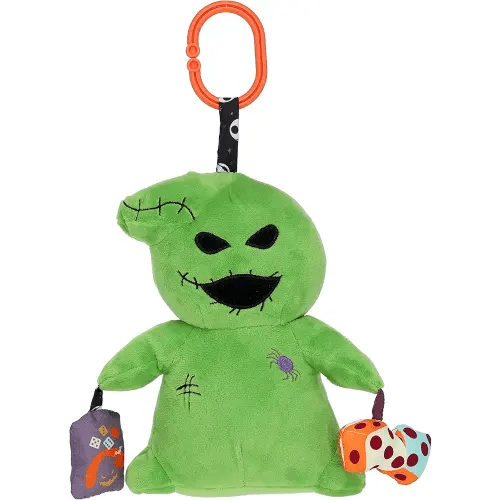 KIDS PREFERRED Disney Baby Nightmare Before Christmas Oogie Boogie On The Go Activity Toy with Teether, On The Go Clip, Bell Chime, and Pull Through Arms