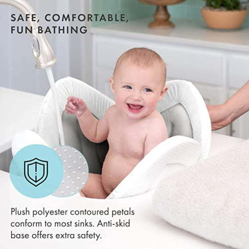 Blooming Bath Lotus Baby Bath Seat, Unisex, 0 to 6 Months, Gray/Dark Gray