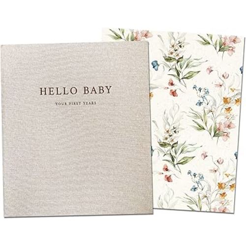 Peachly Baby Memory Book | Minimalist Floral Baby Book First Year Baby Book Keepsake for Milestones and Memories | Simple Baby Scrapbook Books for Girl | Baby Keepsake Book - Fleur