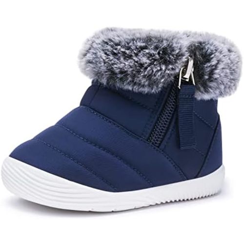 Baby Boy Snow Boots Waterproof Winter Warm Booties Nonslip Lightweight Outdoor Shoes for First Walkers 6 9 12 18 24 Months (Infant/Toddler)