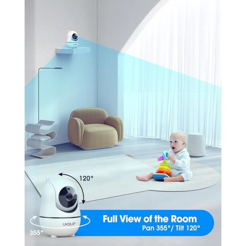 UKSUP Baby Monitor with Camera and Audio - 5” Display Video Baby Monitor with 29 Hour Battery Life, Remote Pan & Tilt, 2X Zoom,Auto Night Vision, 2 Way Talk, Temperature Sensor,Lullabies,960 Feet Range - 663