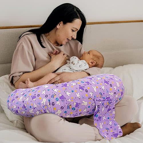 TwinieBuns Nursing Pillow for Moms Comfy U-Shape with Handy Pocket Washable Cotton Cover, Dual Zippers, No Foul Smell | Smart Fit for Feeding, Holding and Bonding