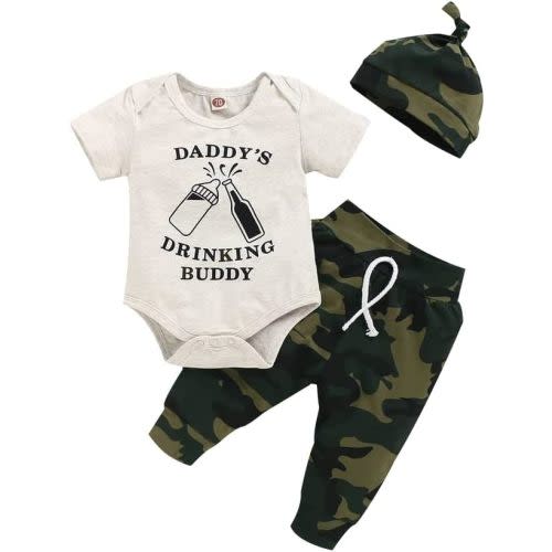 Newborn Infant Baby Clothes Long Sleeve Romper + Pants + Hat 3PCS Outfits Set