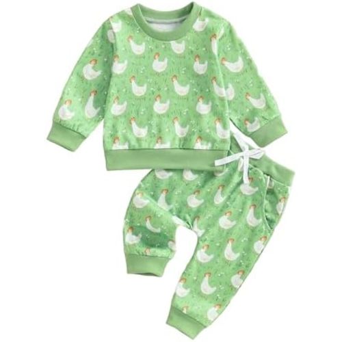 Toddler Boy Girl Outfits Baby Farm Fall Winter Clothes Infant Chicken Sweatshirt Pullover Pants Cute Kids Set