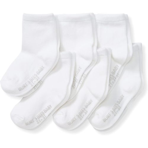 Burt's Bees Baby Unisex Baby Socks Ankle or Crew Height Made with Soft Organic Cotton, 6 Packs with Non-Slip Grips for Babies