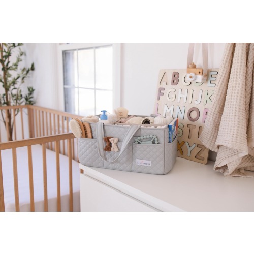 Quilted Baby Diaper Caddy Organizer – Portable Nursery Storage Basket, Baby Shower Gift