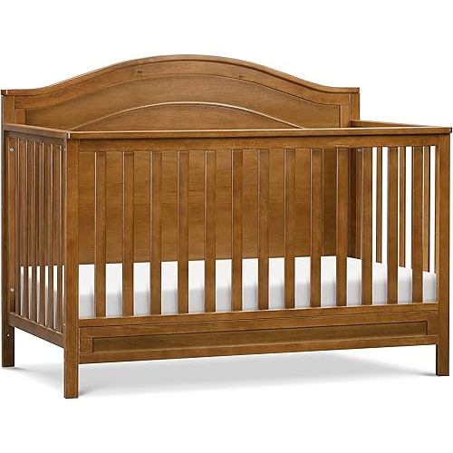 DaVinci Charlie 4-in-1 Convertible Baby Crib - GREENGUARD Gold Certified Convertible Crib to Toddler Bed, Daybed, Full-Size Wooden Bed, Durable, 4 Adjustable Mattress Heights - Chestnut