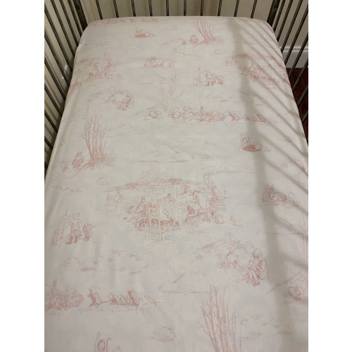 Classic Pooh Toile Cotton Crib Sheet