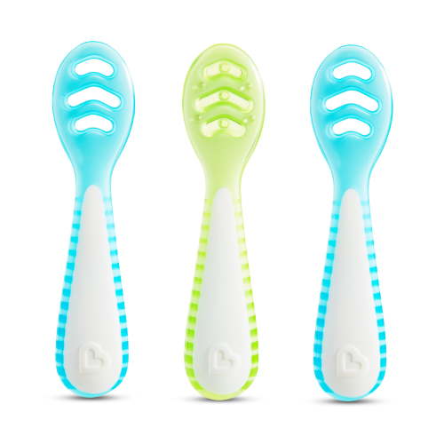 Munchkin® Gentle Dip™ Multistage First Infant Spoons, Blue/Green, Unisex, 3 Pack
