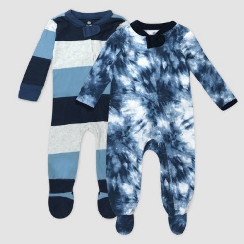 Honest Baby 2pk Jumbo Sleep N' Play - Blue Tie-Dye, Size: 6-9M